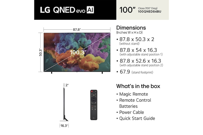 100 inch LG QNED evo AI QNED84 Mini LED 4K Smart TV 2026